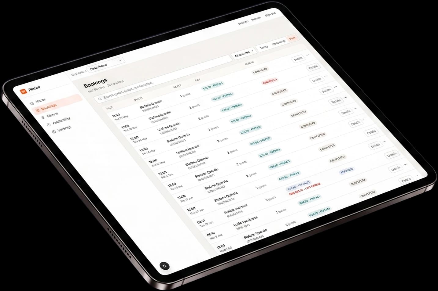 Panel Plateo para restaurantes